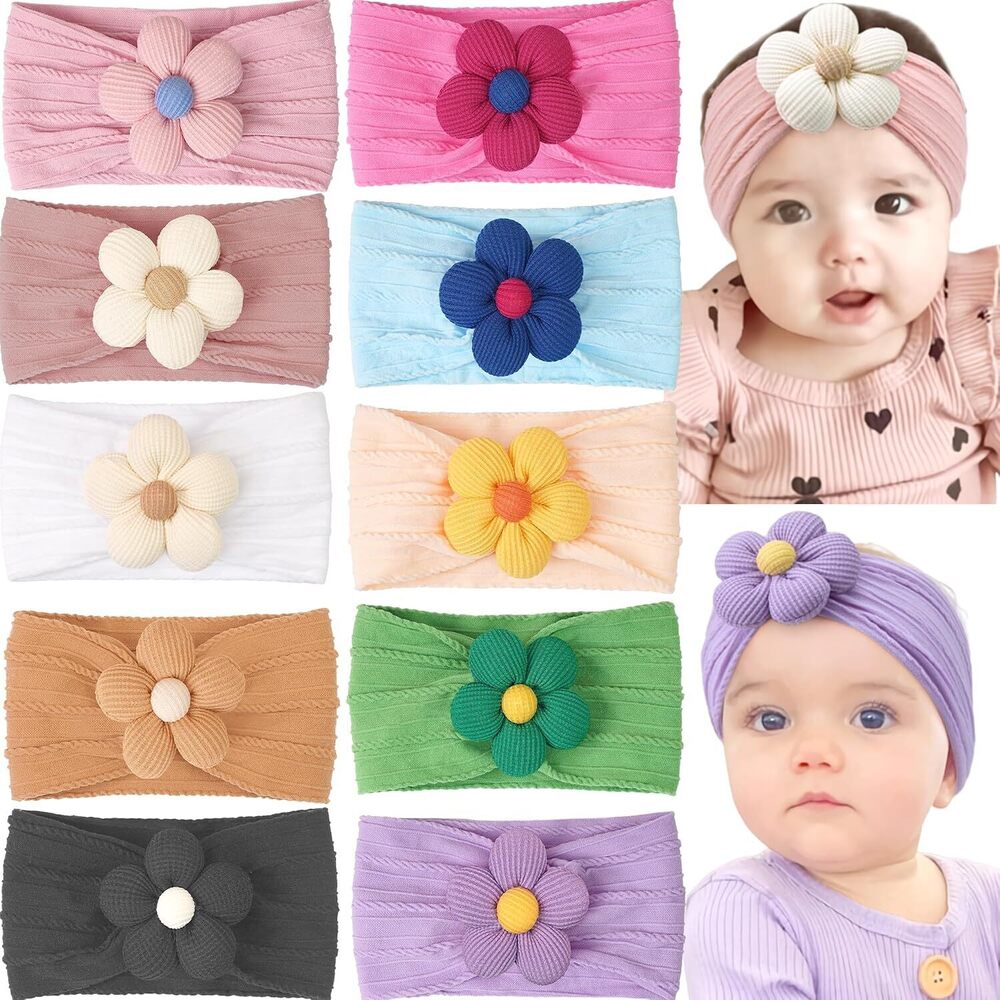 10 Colors Baby Flower Headbands Baby Girls Nylon Headband Soft Hairbands